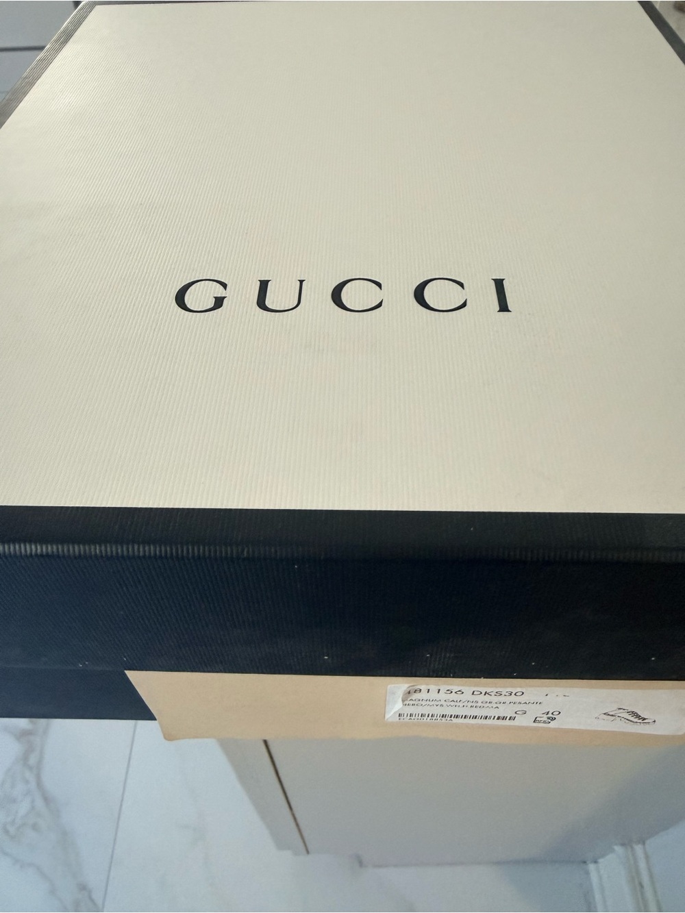 Gucci Black Leather Lace-Up Lug Sole Ankle Boots with Red-White-Blue Strap - Picture 8 of 8